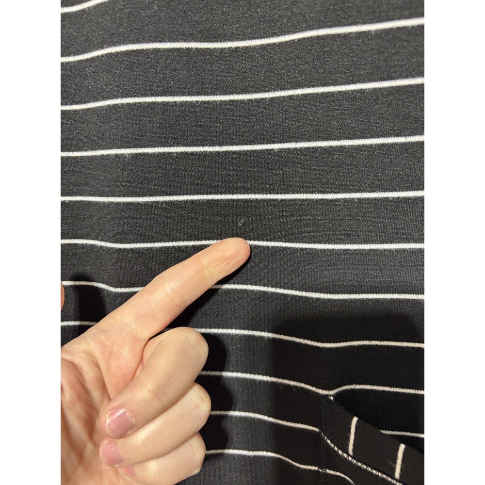 Chicos Zenergy Womens 1 (US 8/10) Black White Striped Pockets 3/4 Sleeve Dress - Picture 7 of 8